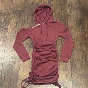 Fashion Nova “Giving the Cold Shoulder Sweatshirt Mini Dress” Burgundy